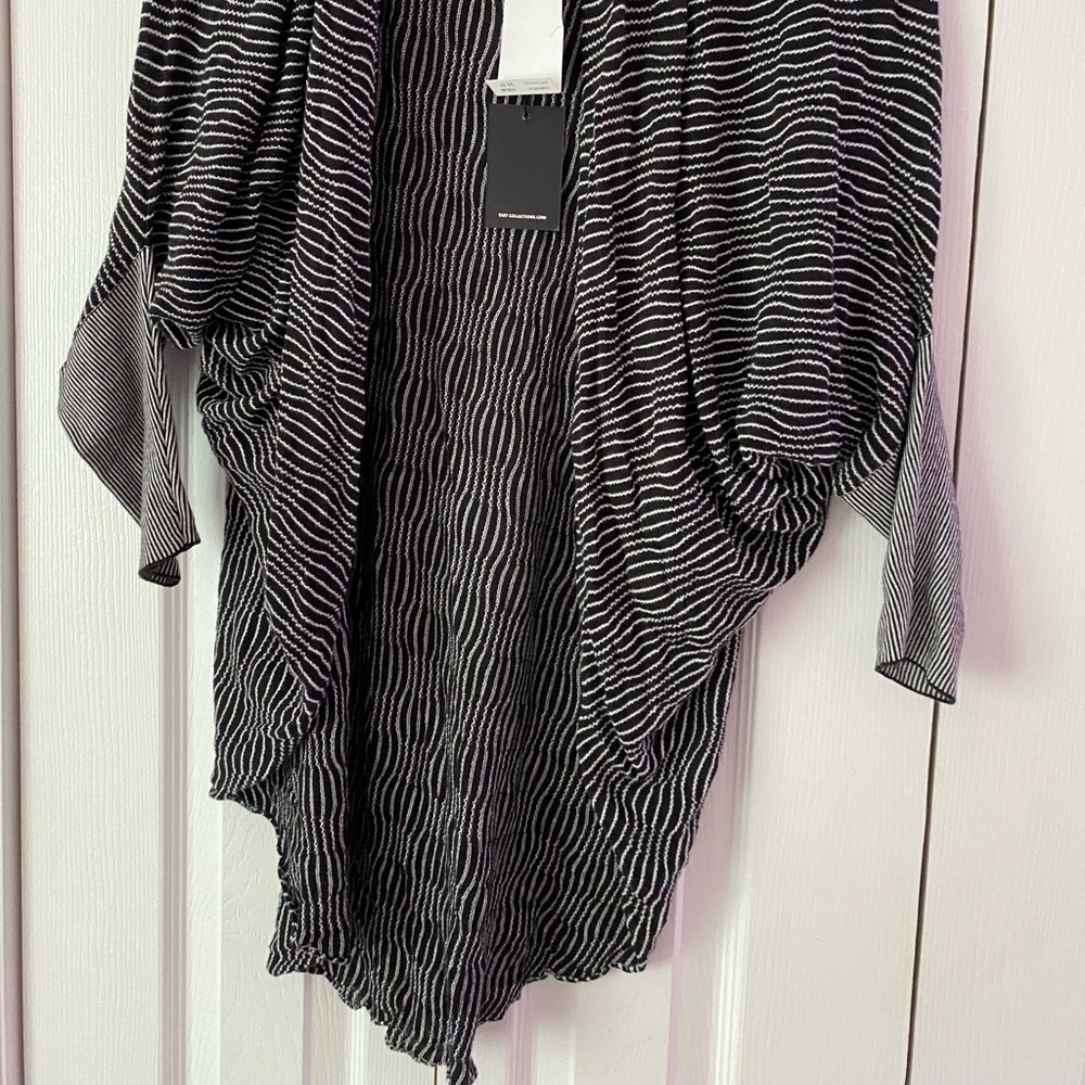 Cardigan by Tart Collection Open cardigan sweater One Size Black w/white stripe.